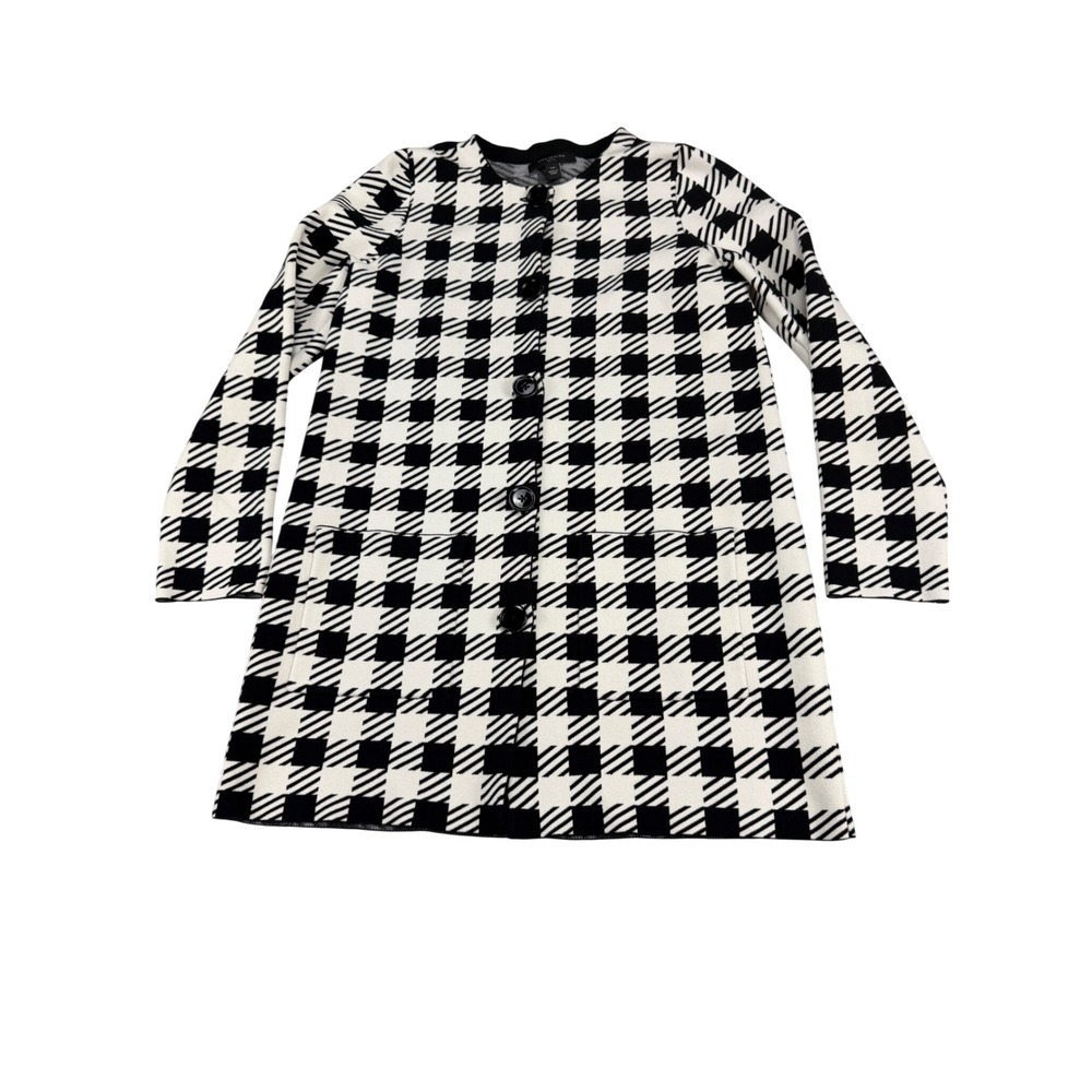 Ann Taylor Petite Womens Houndstooth Button Front Cardigan Jacket XSP